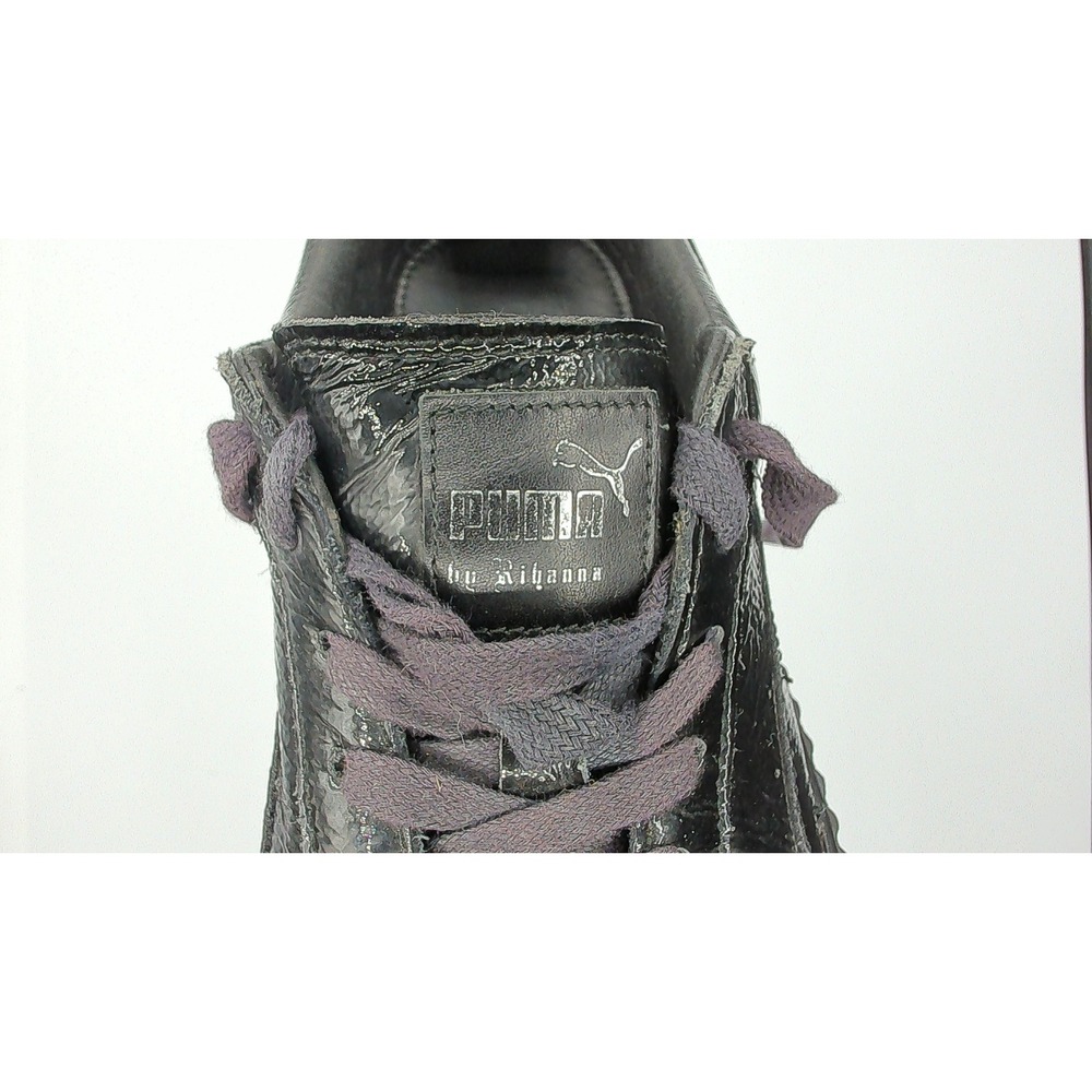 Puma by Rihanna Fenty Creeper Black Cracked Patent Leather Platform Sneakers